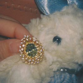 The Green Library:  Vintage Emerald Starburst Halo Statement Studs