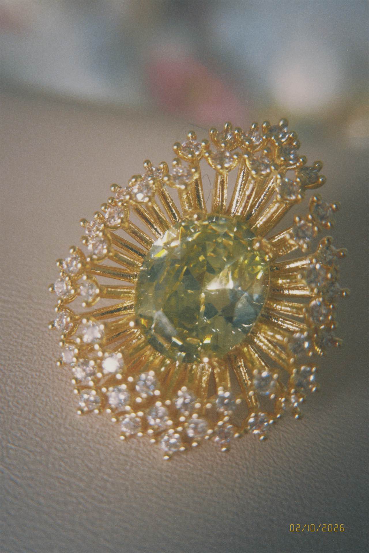 The Green Library:  Vintage Emerald Starburst Halo Statement Studs