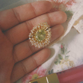 The Green Library:  Vintage Emerald Starburst Halo Statement Studs