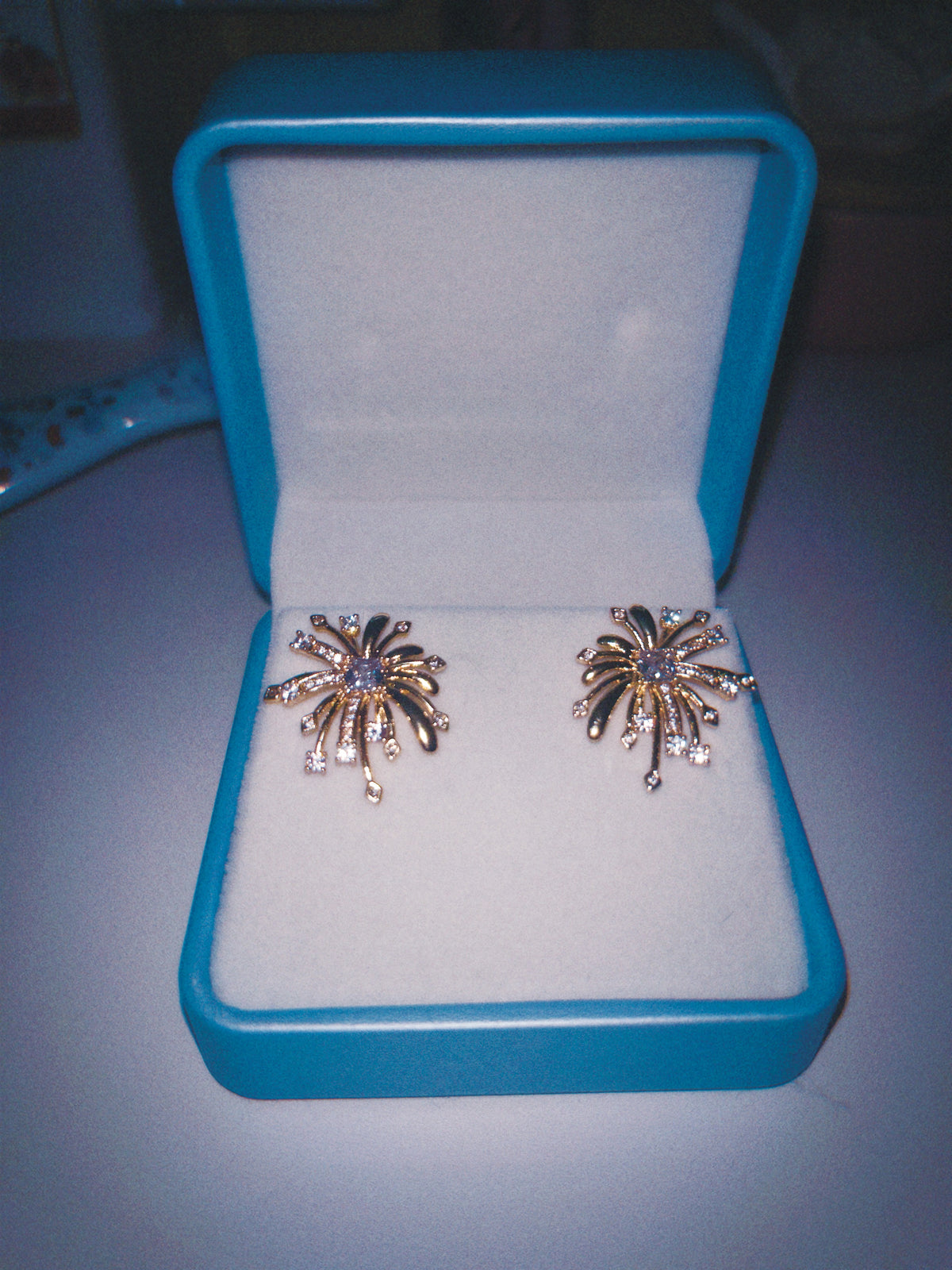 Champagne Fireworks Gold Crystal Earrings