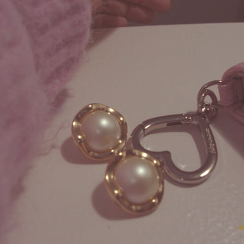 The Gilded Age: Vintage Statement Pearl Earrings with Textured Gold Studs