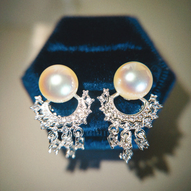 Afternoon Tea Crystal Pearl Chandelier Earrings