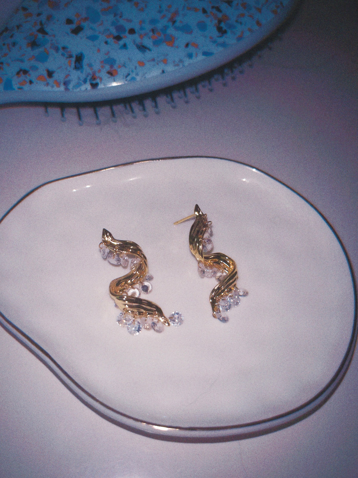 Birthday Toast Crystal Drop 18K Gold Plated Earrings