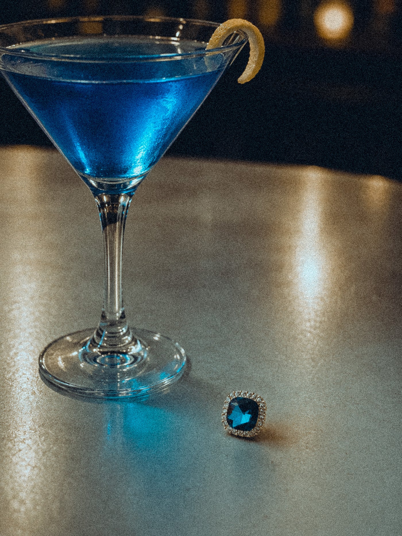 Blue Martini Zircon Statement Earrings