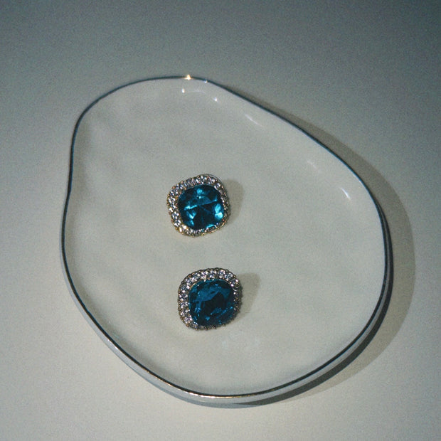 Blue Martini Zircon Statement Earrings