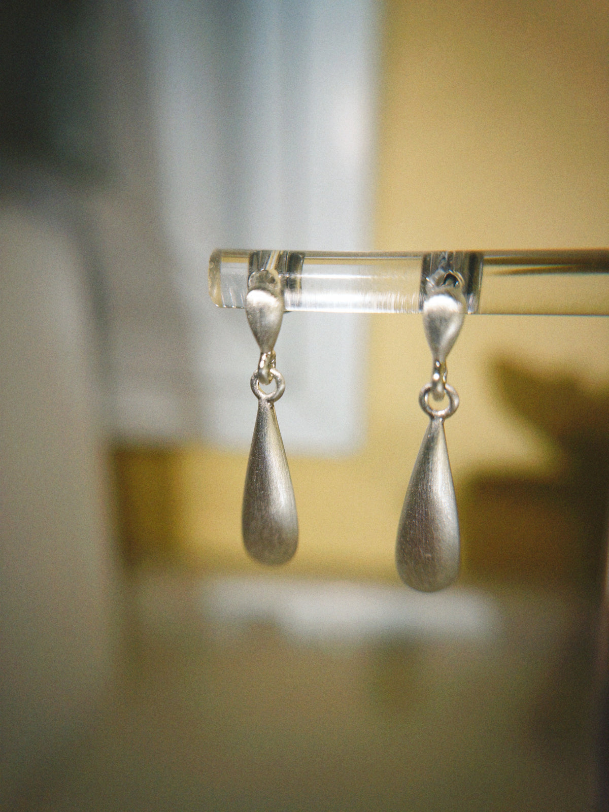 Espresso Spoon Brushed Drop Earrings