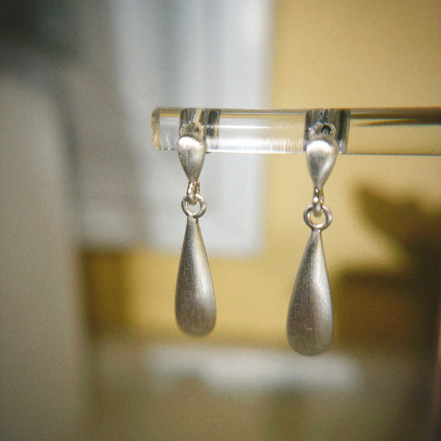 Espresso Spoon Brushed Drop Earrings