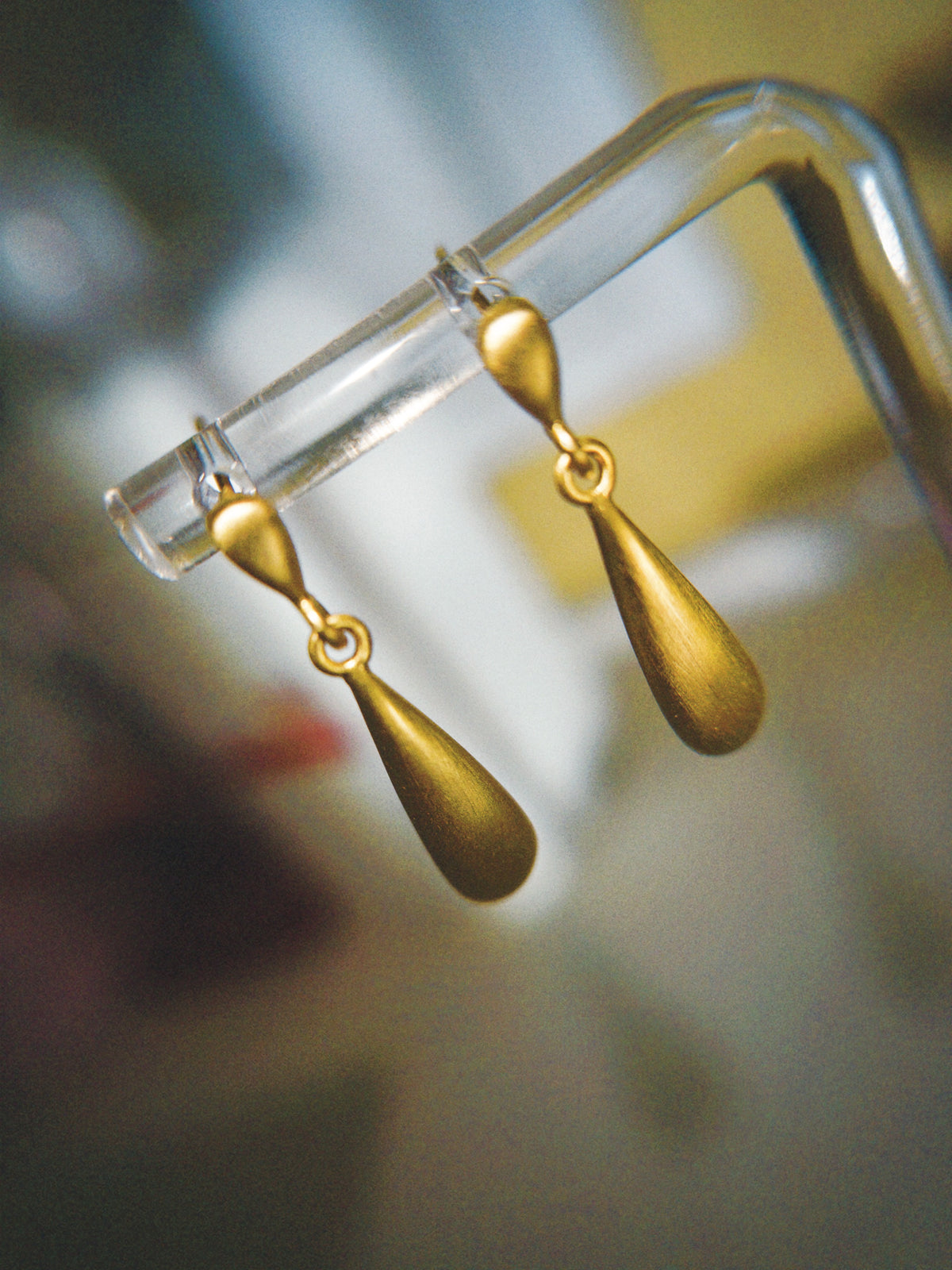 Espresso Spoon Brushed Drop Earrings