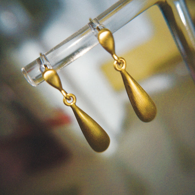 Espresso Spoon Brushed Drop Earrings