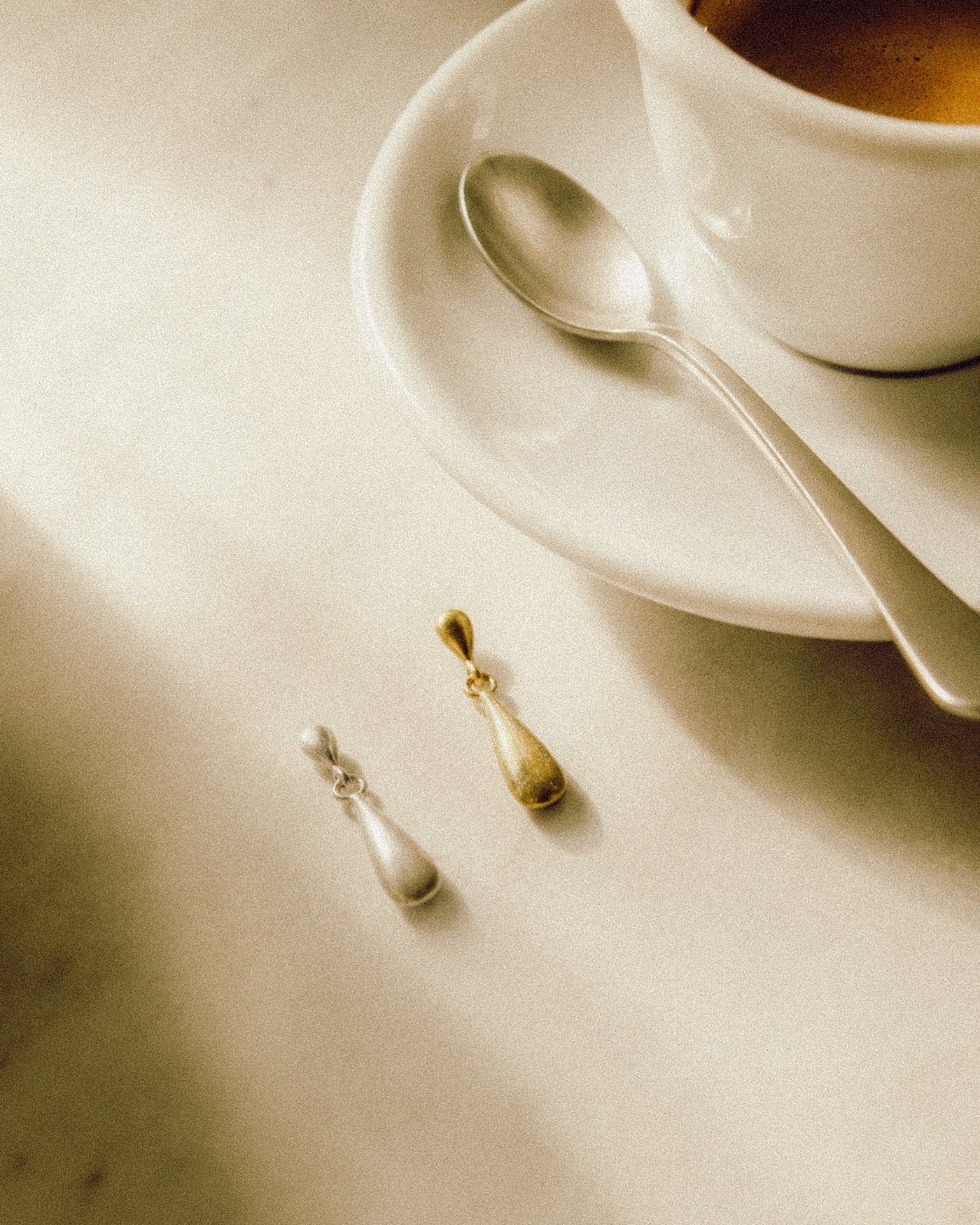 Espresso Spoon Brushed Drop Earrings