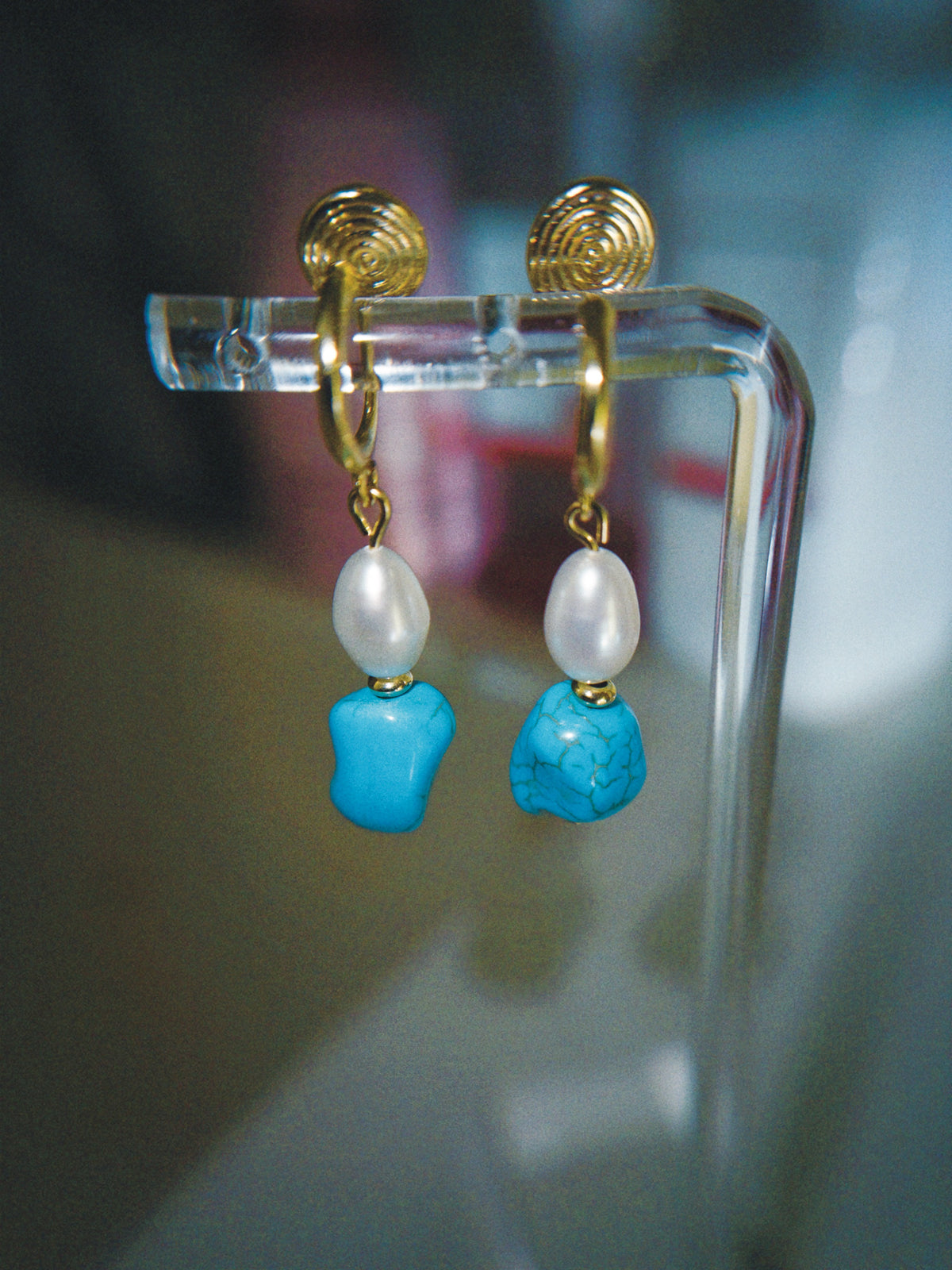 Morning Swim in Capri Turquoise & Pearl Drop Earrings