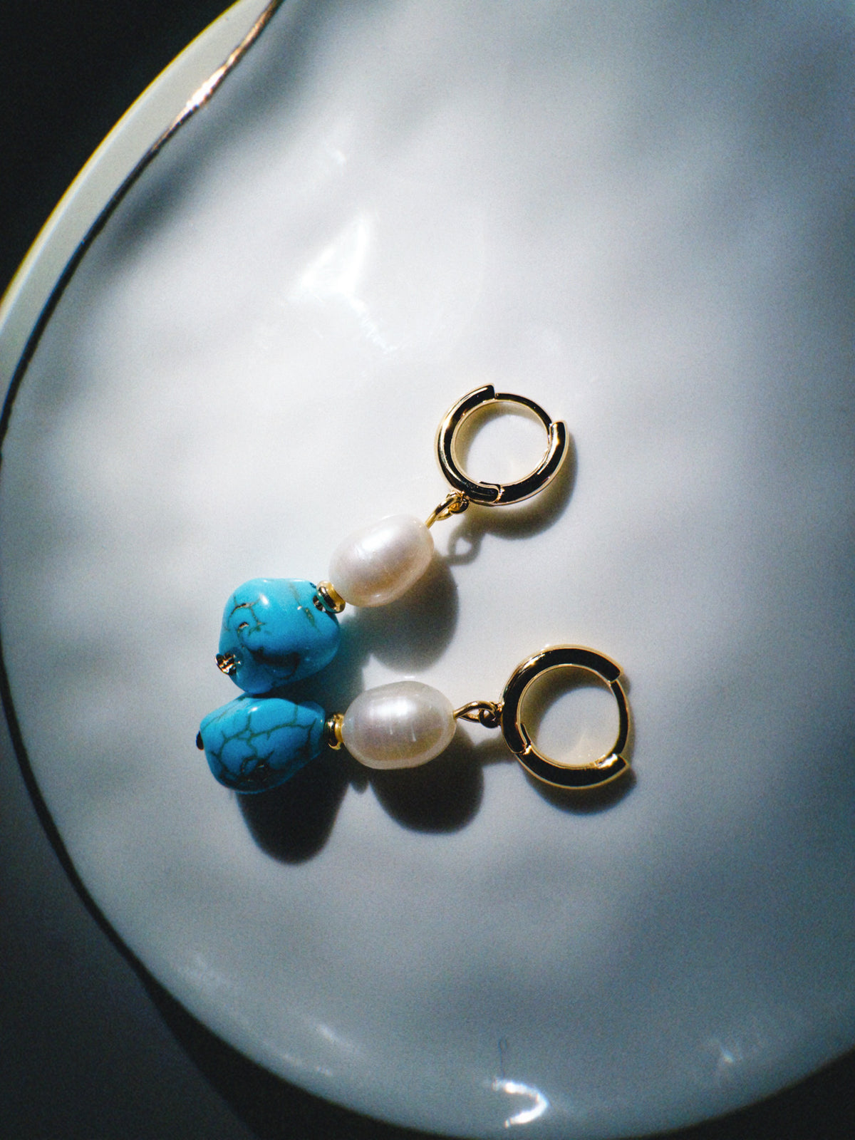 Morning Swim in Capri Turquoise & Pearl Drop Earrings