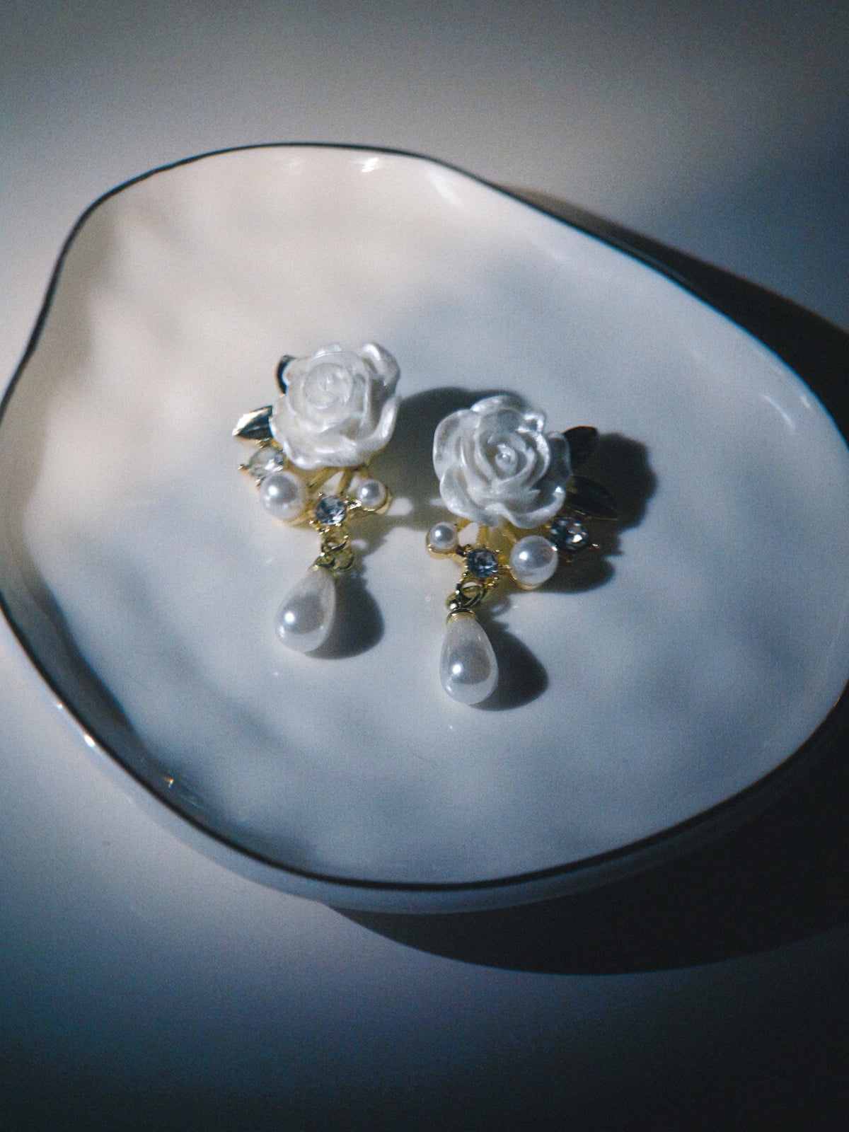 Rose Tea Party Faux Pearl Drop Earrings