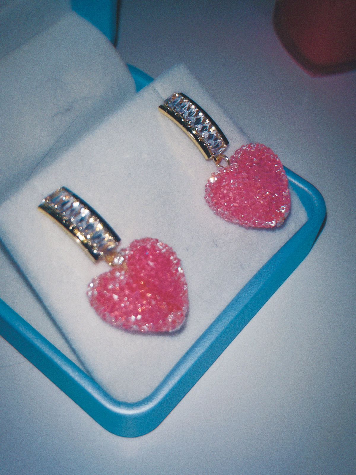 Sugar Crash Pink Heart Drop Earrings