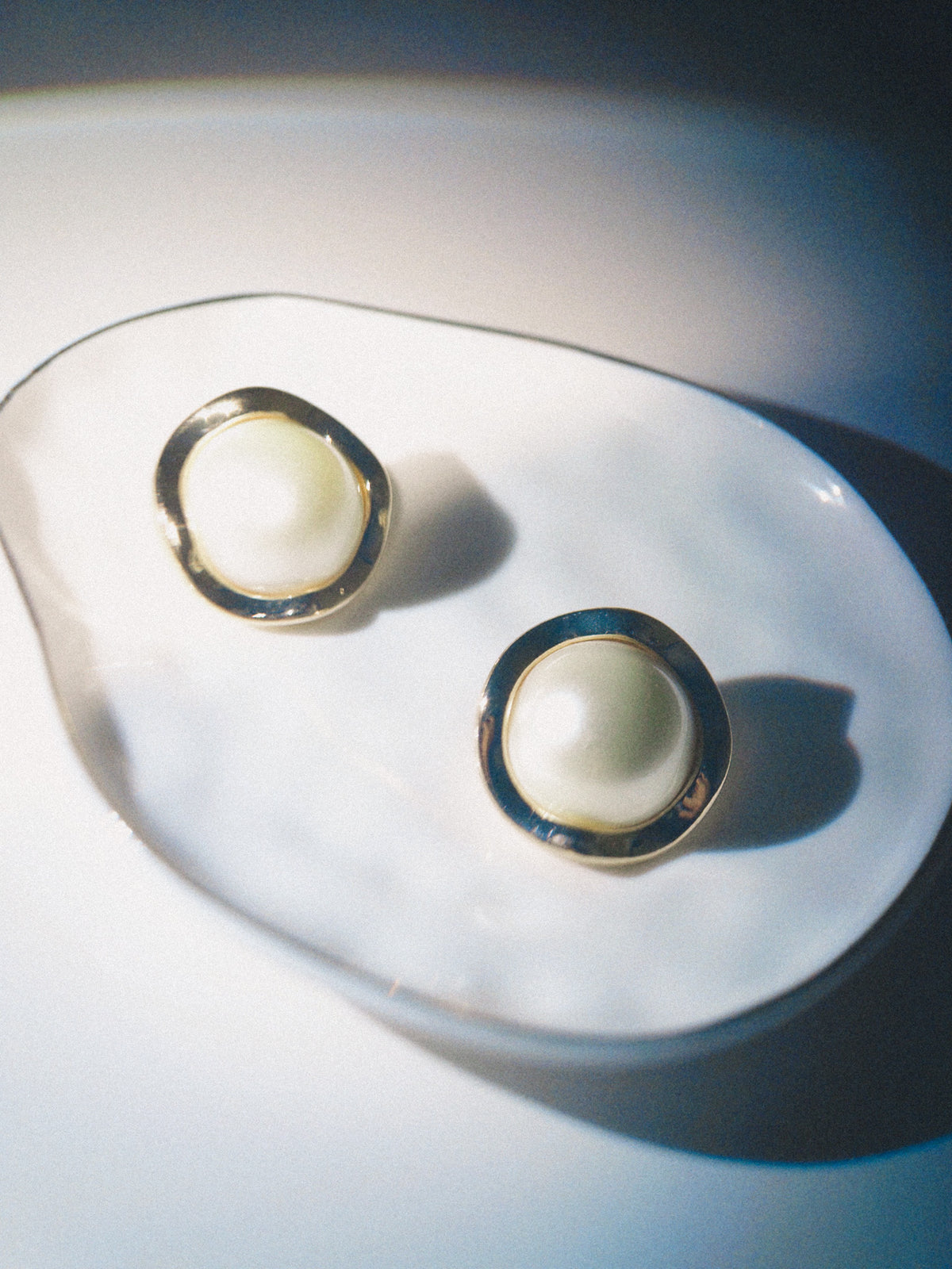 White Tee Faux Pearl Statement Earrings
